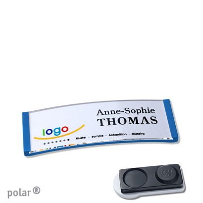 Namensschilder polar® quick-print Magnet 64 x 22 mm  | smag® Magnet, extra stark  | mittelblau 