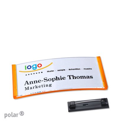 Namensschilder polar® quick-print Nadel 65 x 30 mm  | transluzent|orange 