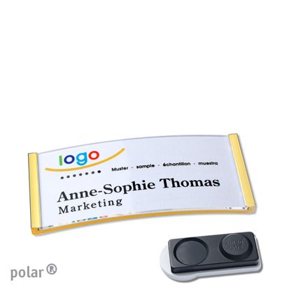 Namensschilder polar® quick-print Magnet 65 x 30 mm  | smag® Magnet, extra stark  | gold 