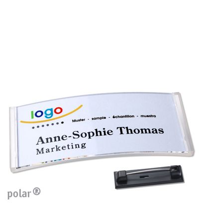 Namensschilder polar® quick-print Nadel 74 x 34 mm  | transparent 