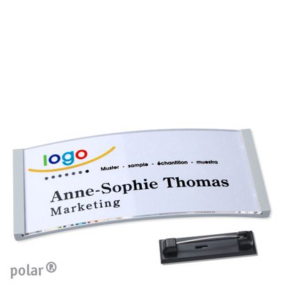 Namensschilder polar® quick-print Nadel 74 x 34 mm  | hellgrau 