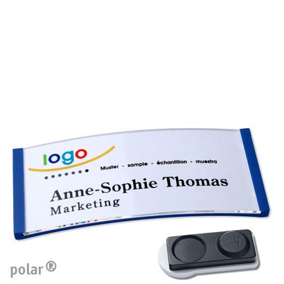 Namensschilder polar® quick-print Magnet 74 x 34 mm  | smag® Magnet, extra stark  | blau 