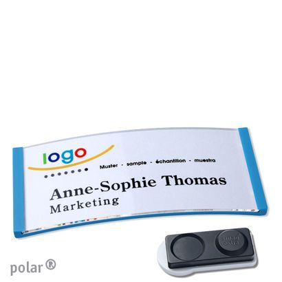 Namensschilder polar® quick-print Magnet 74 x 34 mm  | smag® Magnet, extra stark  | mittelblau 