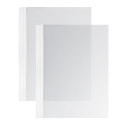 Einbanddeckel Folie A4, NOBLESS, Kartonleiste mit Aufschlag-Rille weiß|transparent