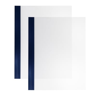 Einbanddeckel Folie A4, NOBLESS, Kartonleiste mit Aufschlag-Rille blau|transparent