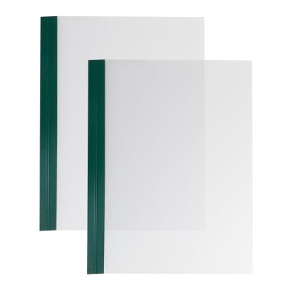 Einbanddeckel Folie A4, NOBLESS, Kartonleiste mit Aufschlag-Rille grün|transparent