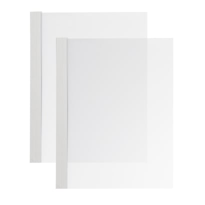 Einbanddeckel Folie A4, NOBLESS, Kartonleiste mit Aufschlag-Rille grau|transparent