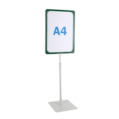 Plakatrahmen mit Standfuß und Halterung (Set) A4 | grün | Standfläche: grau