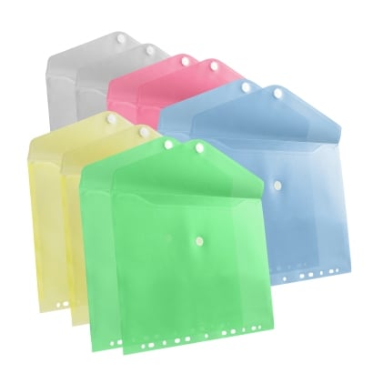 Dokumententaschen A4, abheftbar, farbig sortiert 10 Stück blau|grün|gelb|transparent|rosa