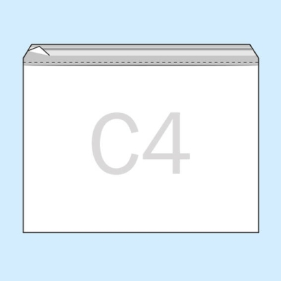 Klappenbeutel, wiederverschließbar, PP-Folie, transparent 324 x 229 mm - C4 | 100 µm