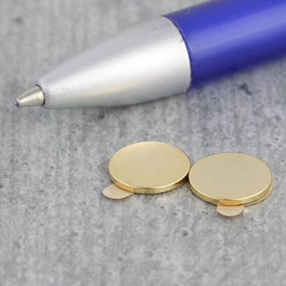 Scheibenmagnete aus Neodym, selbstklebend, gold, 10 mm x 1 mm, N35 