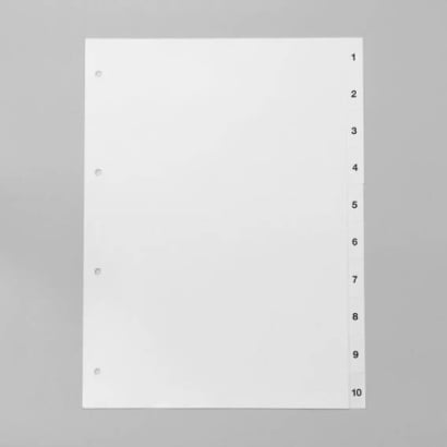 Ordnerregister, A4, 10-teilig (1-10), weiß 