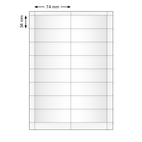 10 Bogen - Druckbogen, blanko Polar 35, 74 x 34 mm, Papier, weiß