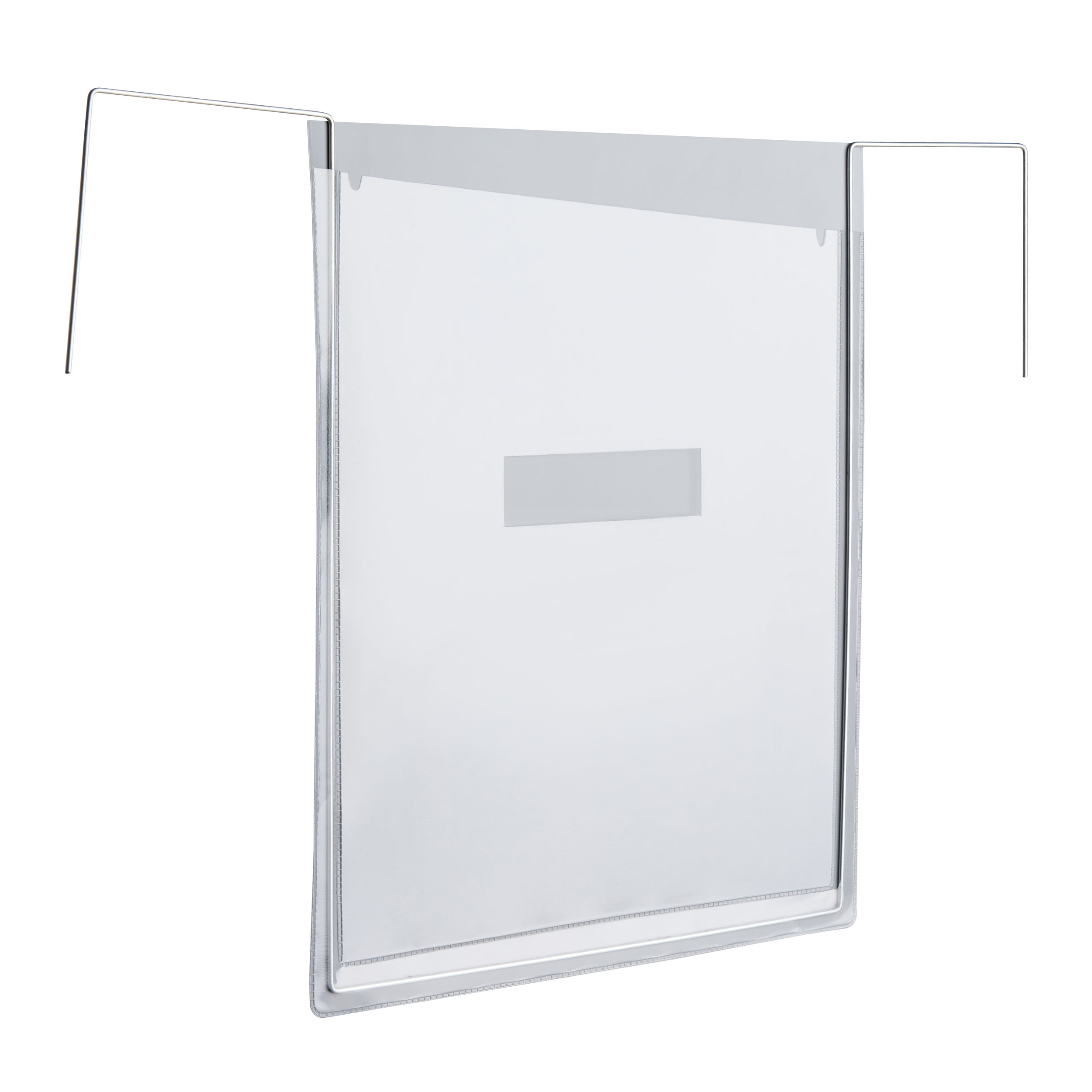 100 Drahtbügeltasche, A4, grau mit Ausstanzung Typ B, Hart-PVC|Weich-PVC, grau|transparent