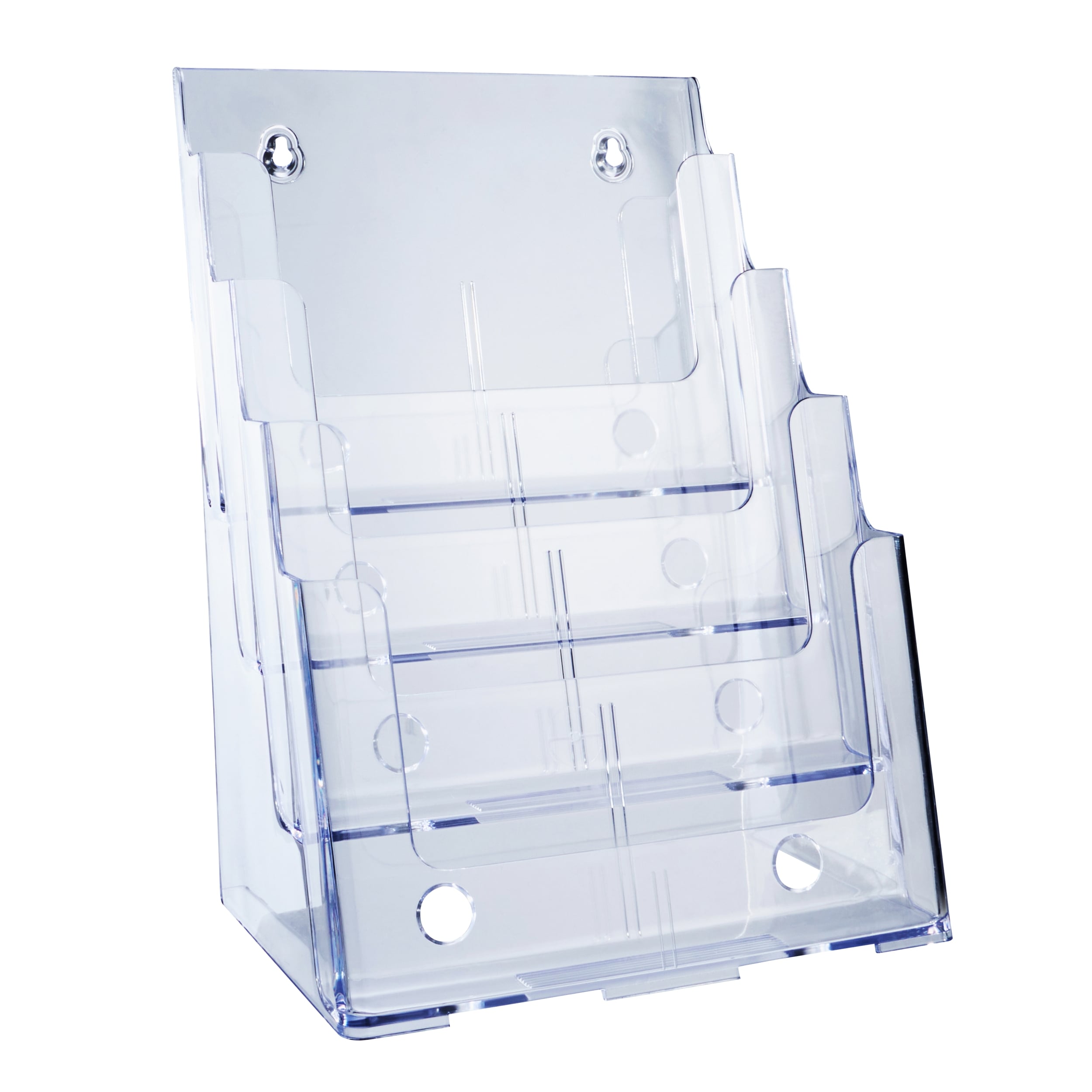 Prospekthalter, für Inhalt DIN A4, 4 Fächer, Hochformat, Polystyrol, transparent, PS