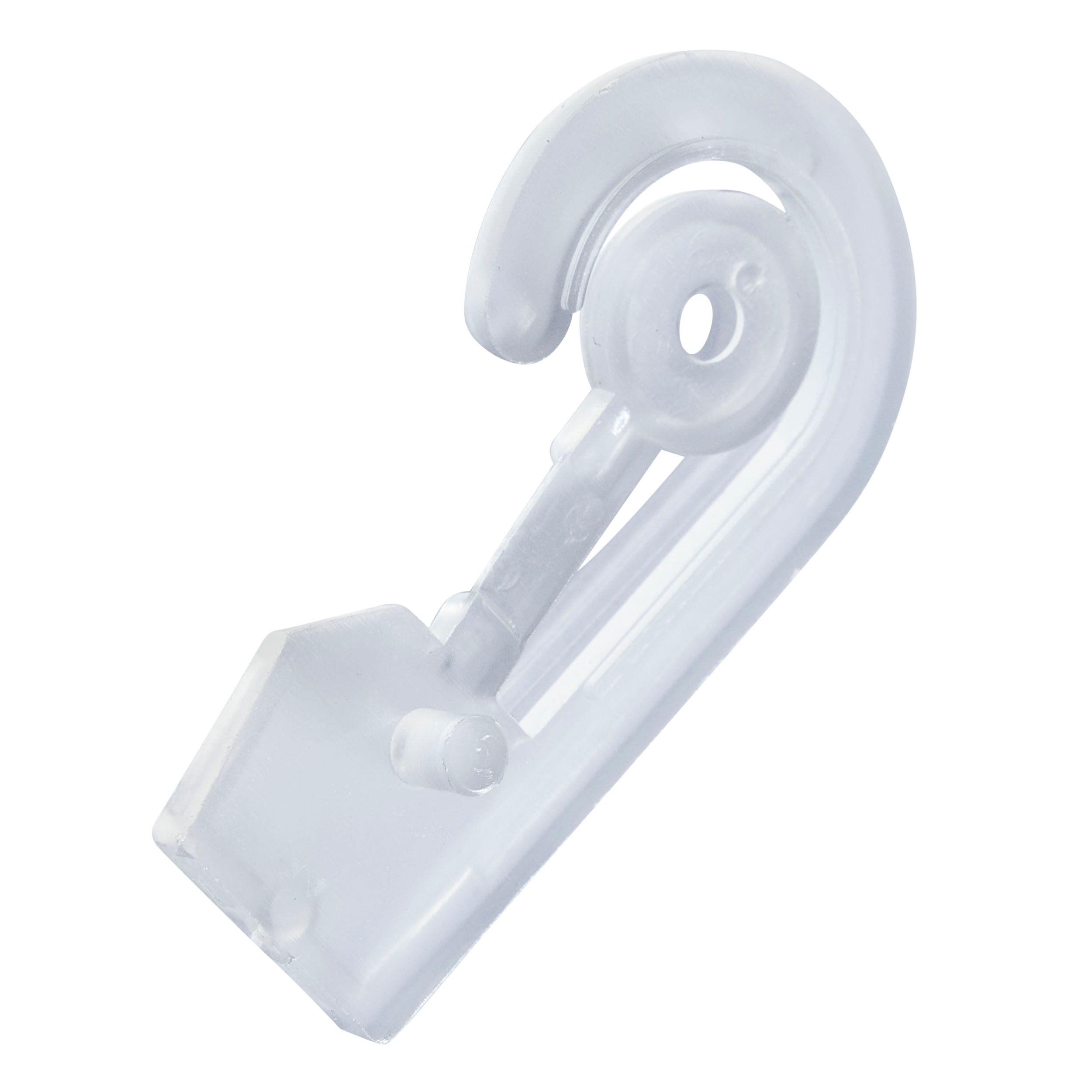 100 Aufhängehaken, Klemmlasche, 53 x 24 mm, milchig-transparent, Kunststoff