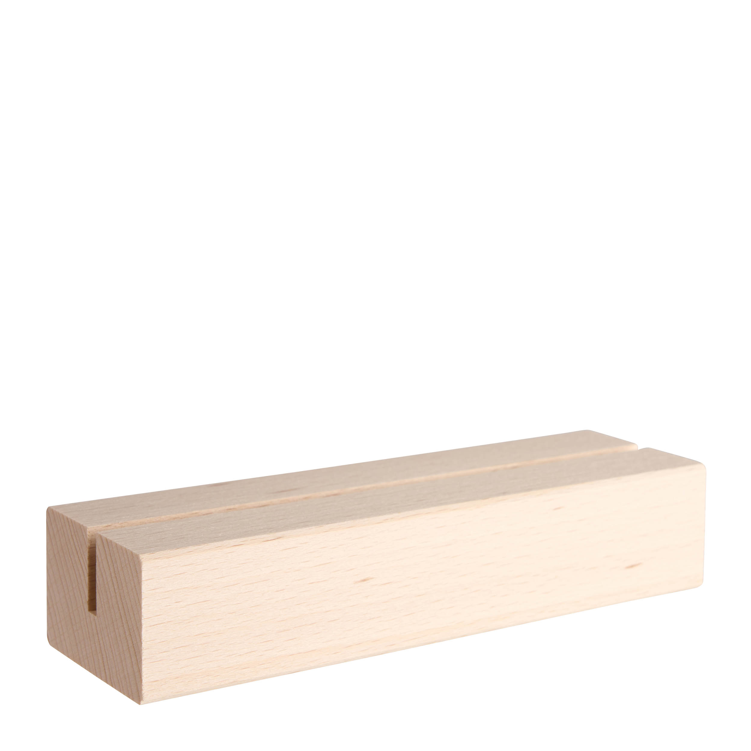 Kartenhalter aus Holz, Sockel für variables Stecksystem MODUL 148 mm | Buchenholz | gerader Einsteckschlitz