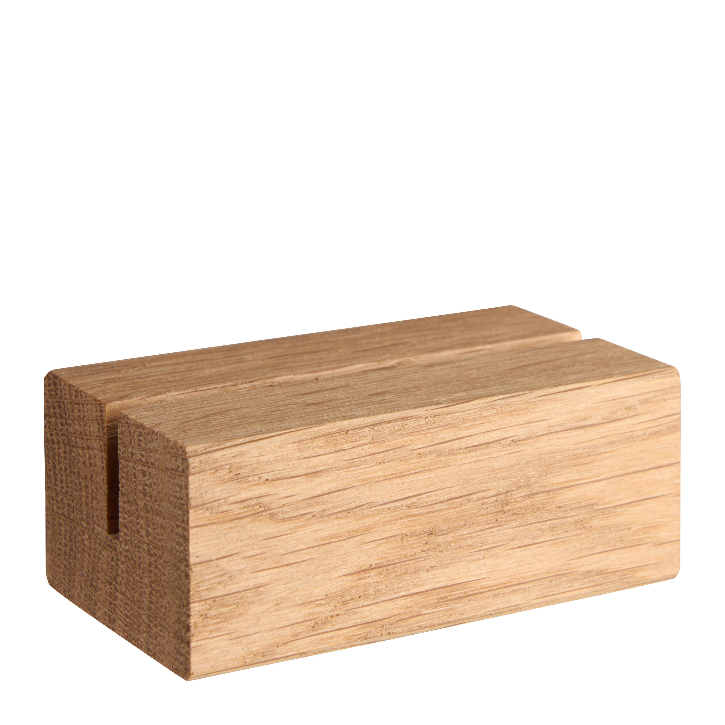 Kartenhalter aus Holz, Sockel für variables Stecksystem MODUL 74 mm | Eichenholz | gerader Einsteckschlitz