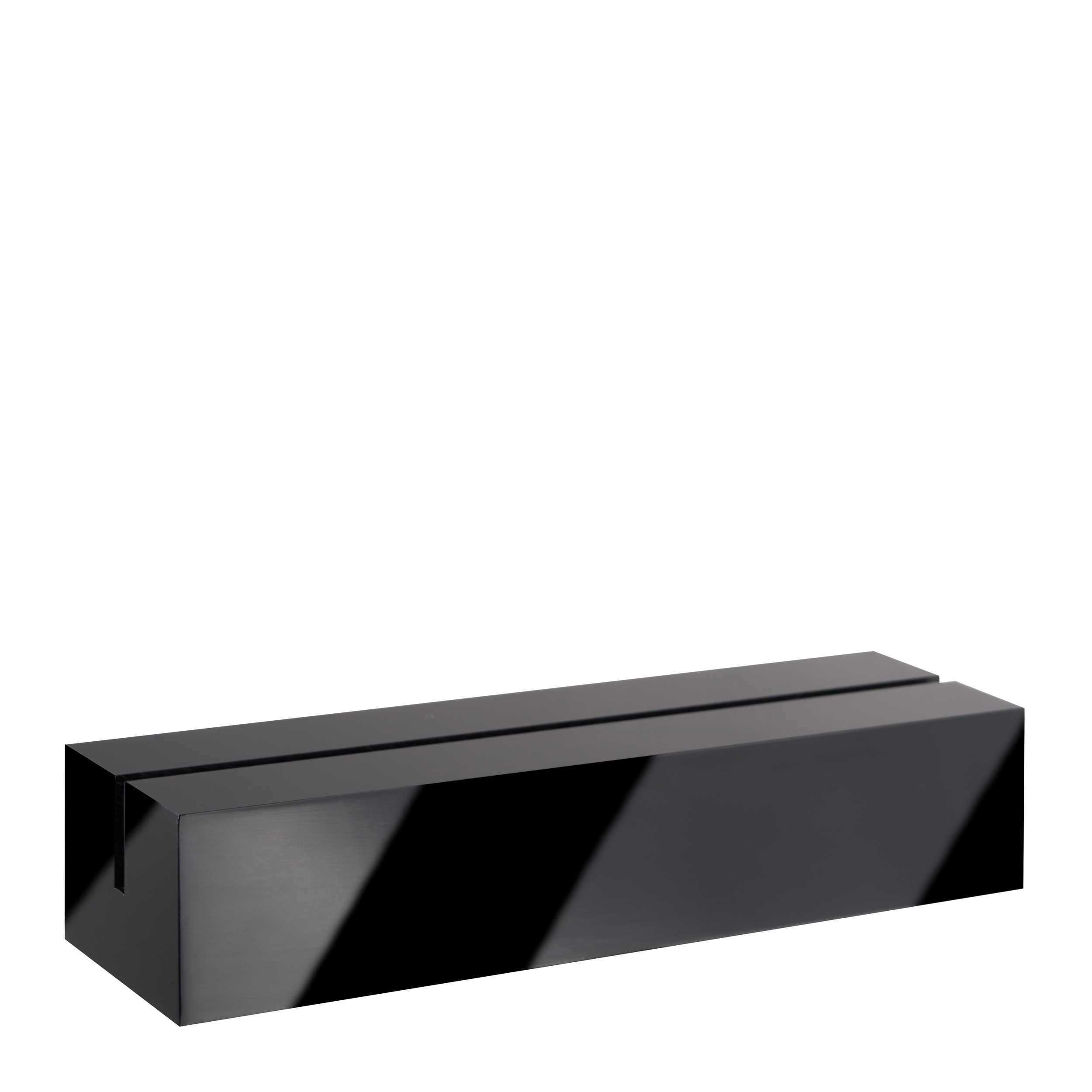 Kartenhalter aus Acryl, Sockel für variables Stecksystem MODUL 148 mm | schwarz | glänzend, Acryl (PMMA)