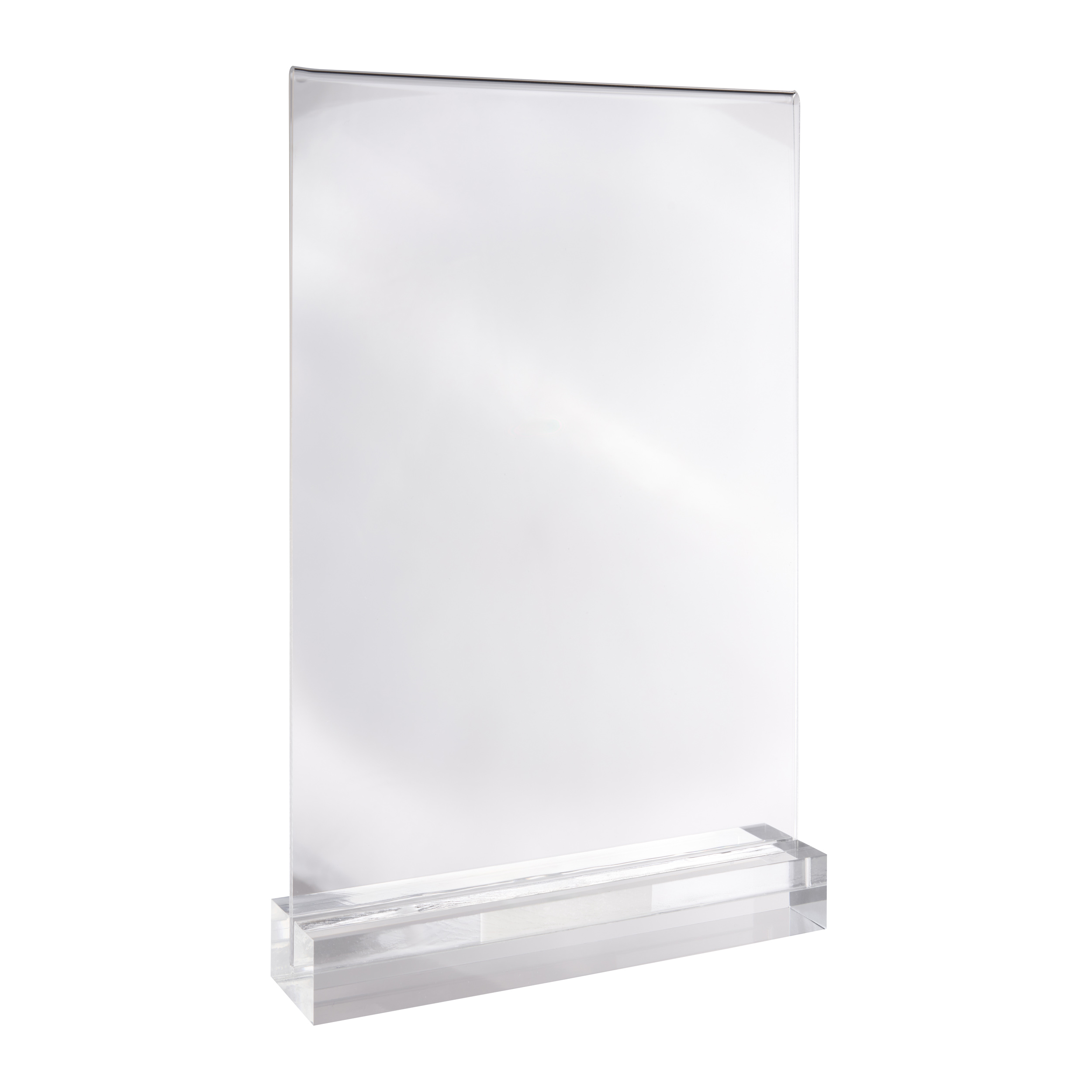 Tischaufsteller MODUL, Acrylglastasche mit Acrylsockel A4 | transparent | glänzend, Acryl (PMMA)
