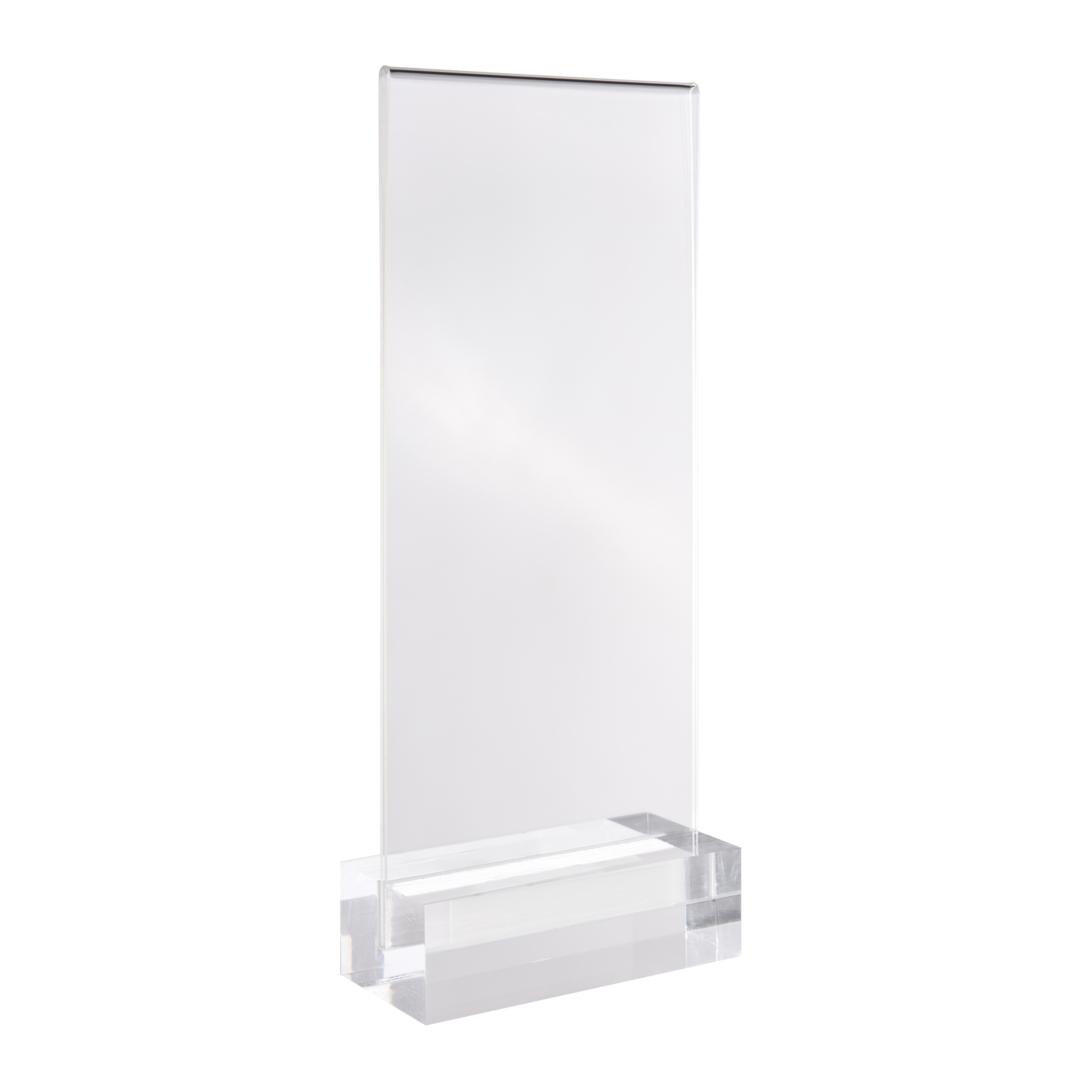 Tischaufsteller MODUL, Acrylglastasche mit Acrylsockel 1/3 A4 | transparent | glänzend, Acryl (PMMA)