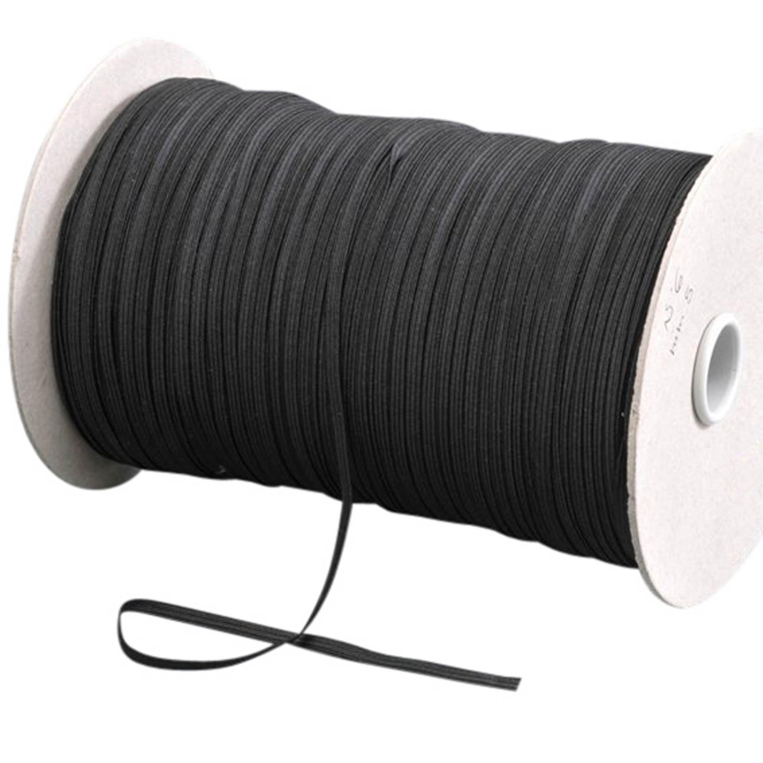 130 m Gummiband, 5 mm breit, schwarz, Gummilitze, Gummizug, Elastikband, Flachgummi, Wäschegummi zum Nähen, Kunststoff|Kautschuk