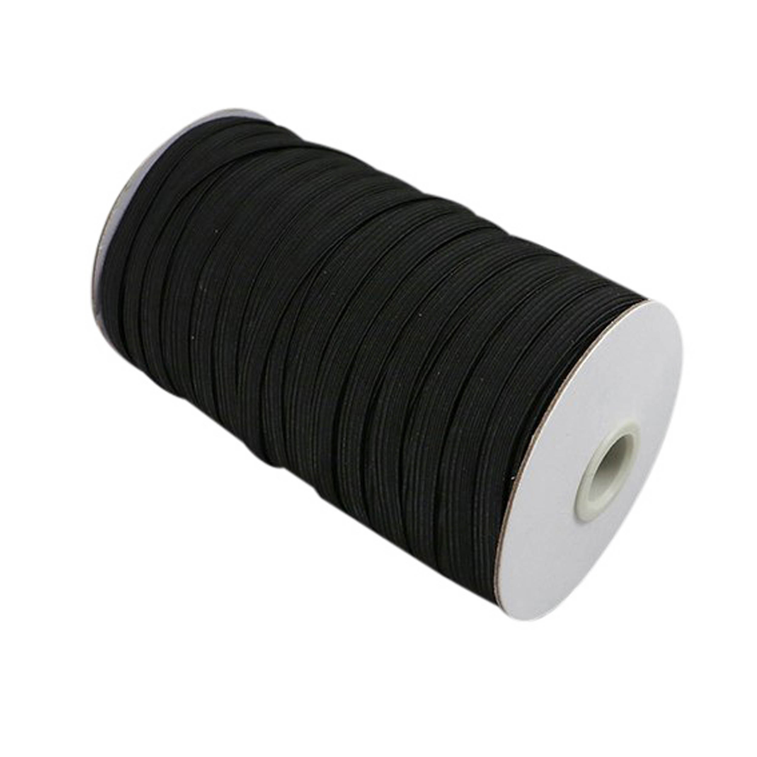 90 m Gummiband, 8 mm breit, schwarz, Gummilitze, Gummizug, Elastikband, Flachgummi, Wäschegummi zum Nähen, Kunststoff|Kautschuk