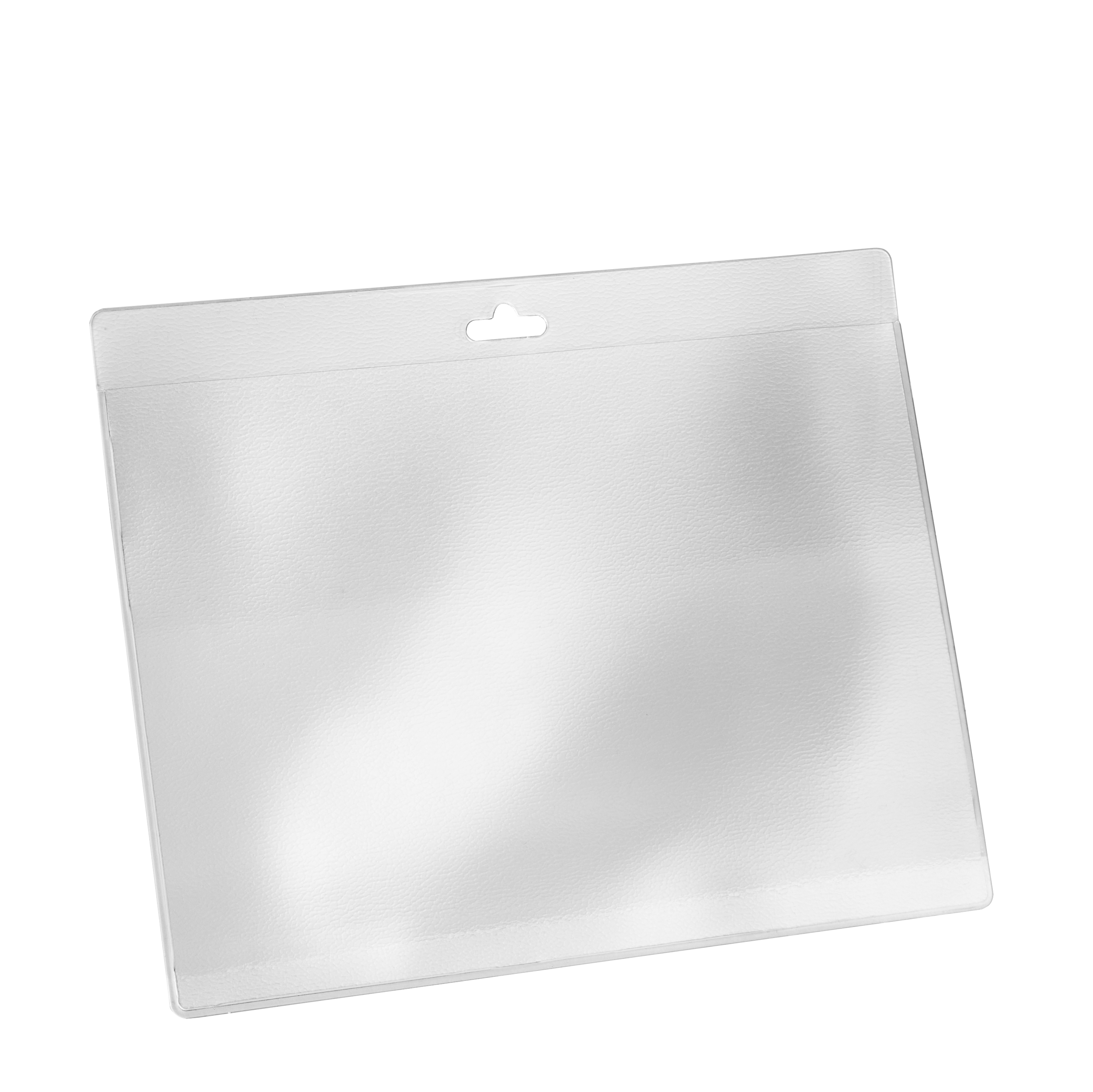 50 Ausweishüllen, Kartenhüllen, DIN A6, Querformat, Euroloch, Weich-PVC 250 μm, transparent, Hängerand (verstärkt)