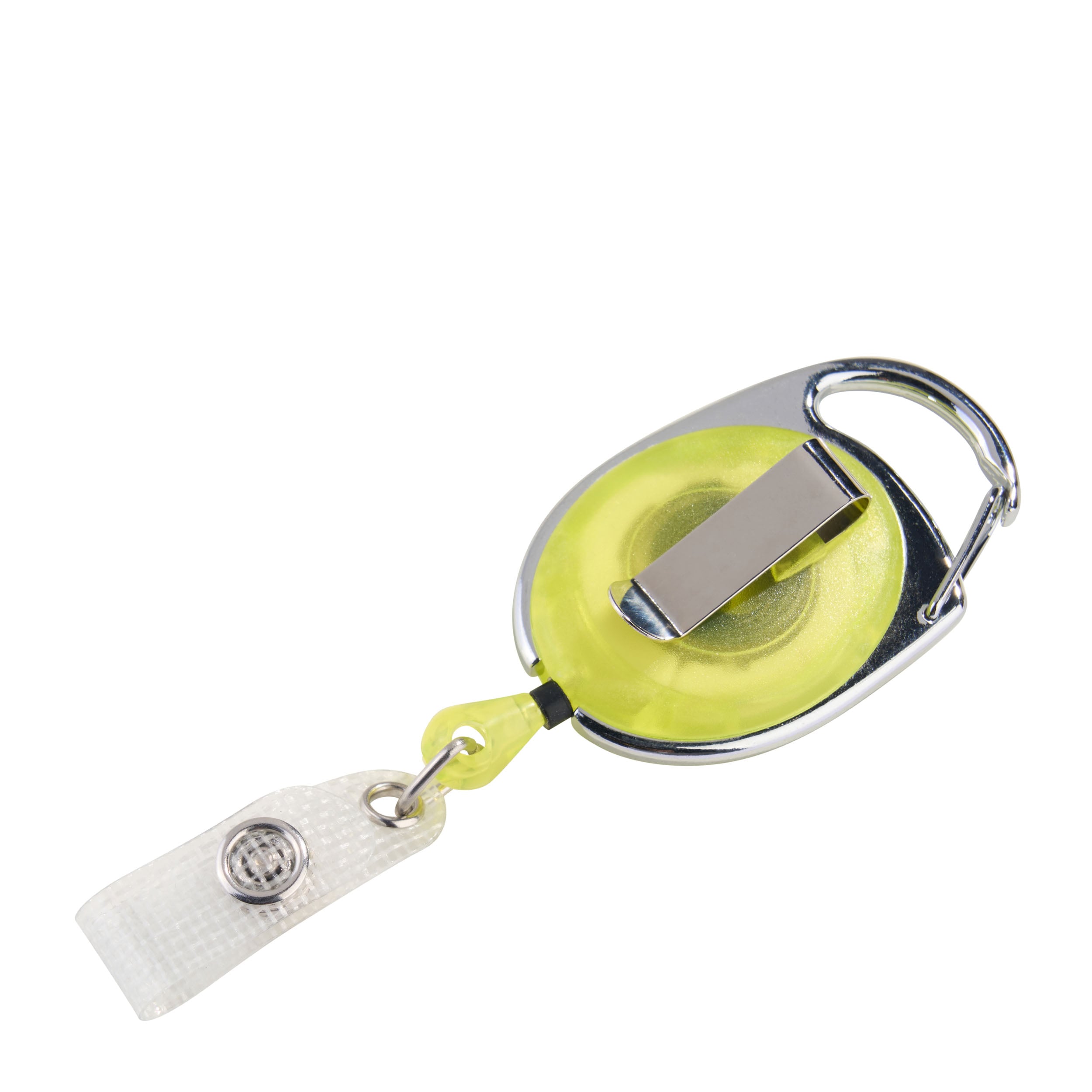 Ausweisjojo mit Clip gelb|transparent, ABS-Kunststoff|Metall