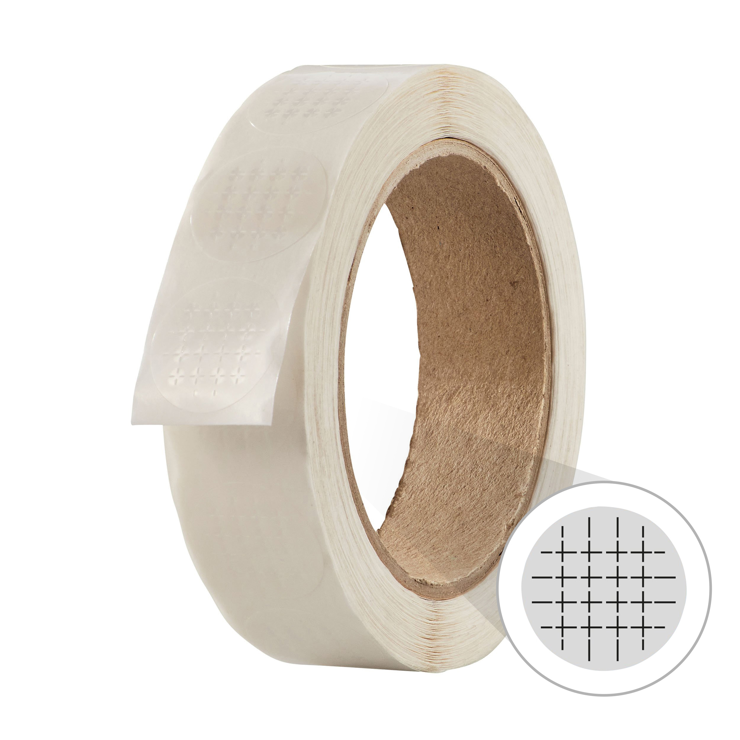 Klebepunkte, einseitig stark haftend, mittig multi perforiert, 25 mm, transparent, 1000 Stück