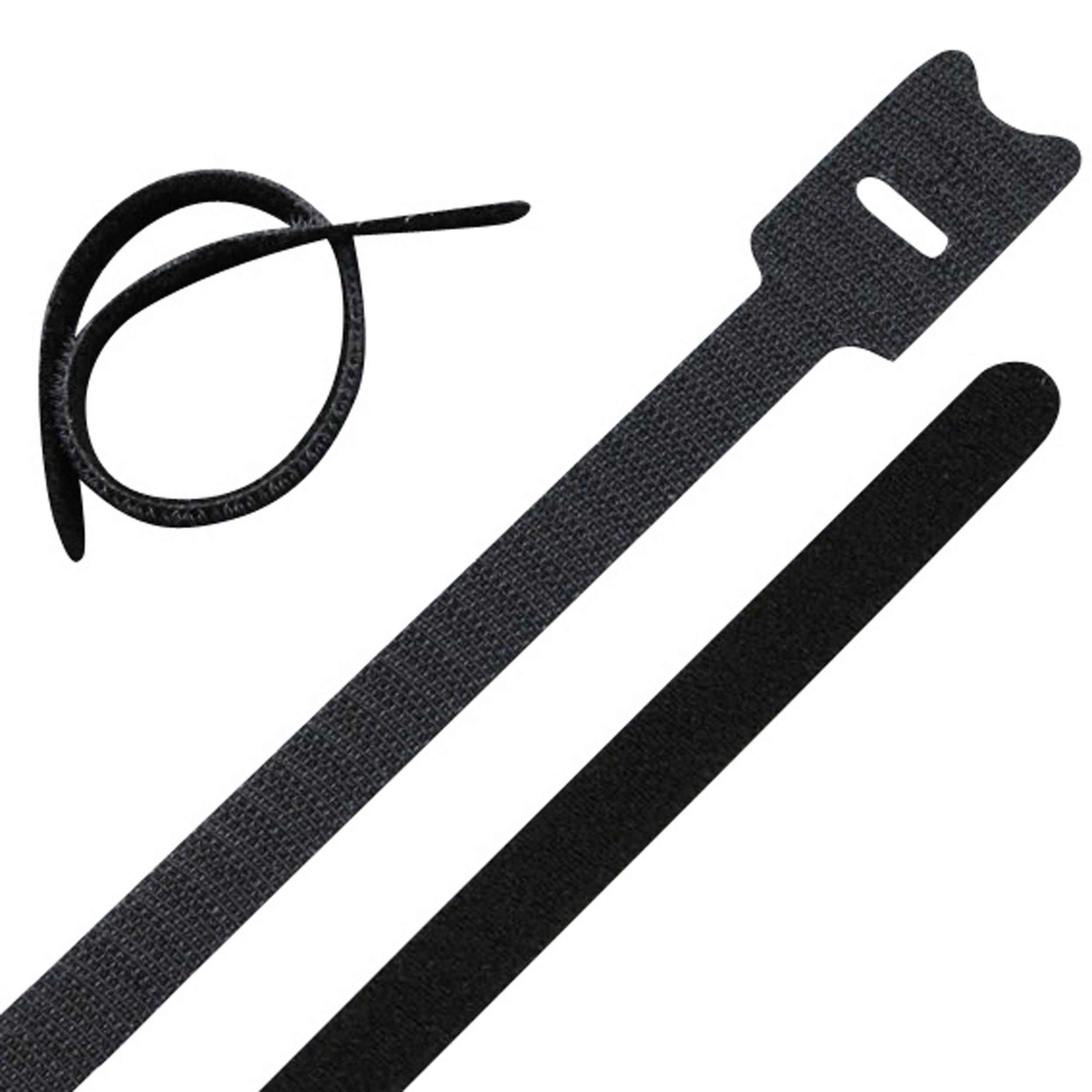 50 Klettkabelbinder, 202 x 12 mm, schwarz, Kunststoff