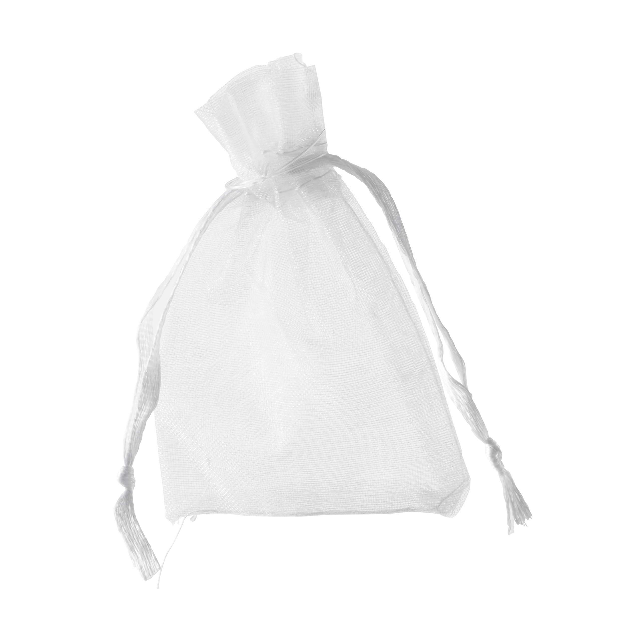 50 Organzasäckchen mit Satinband Verschluss weiß | 50 x 70 mm