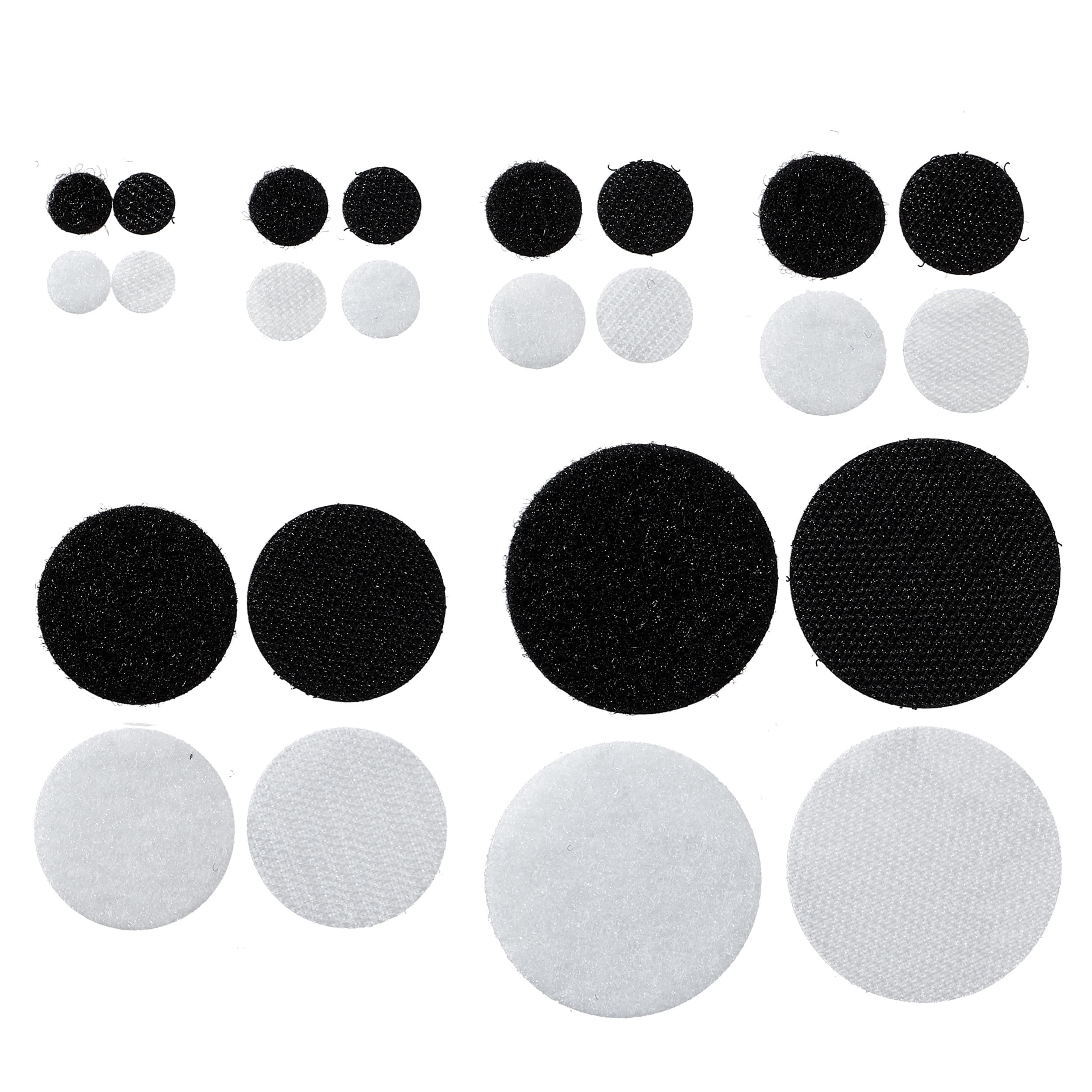 Klettpunkte auf Bogen, Set aus Haken und Flausch 47 mm | schwarz | Set - Haken und Flausch | 20 Paar, Nylon|Polyester