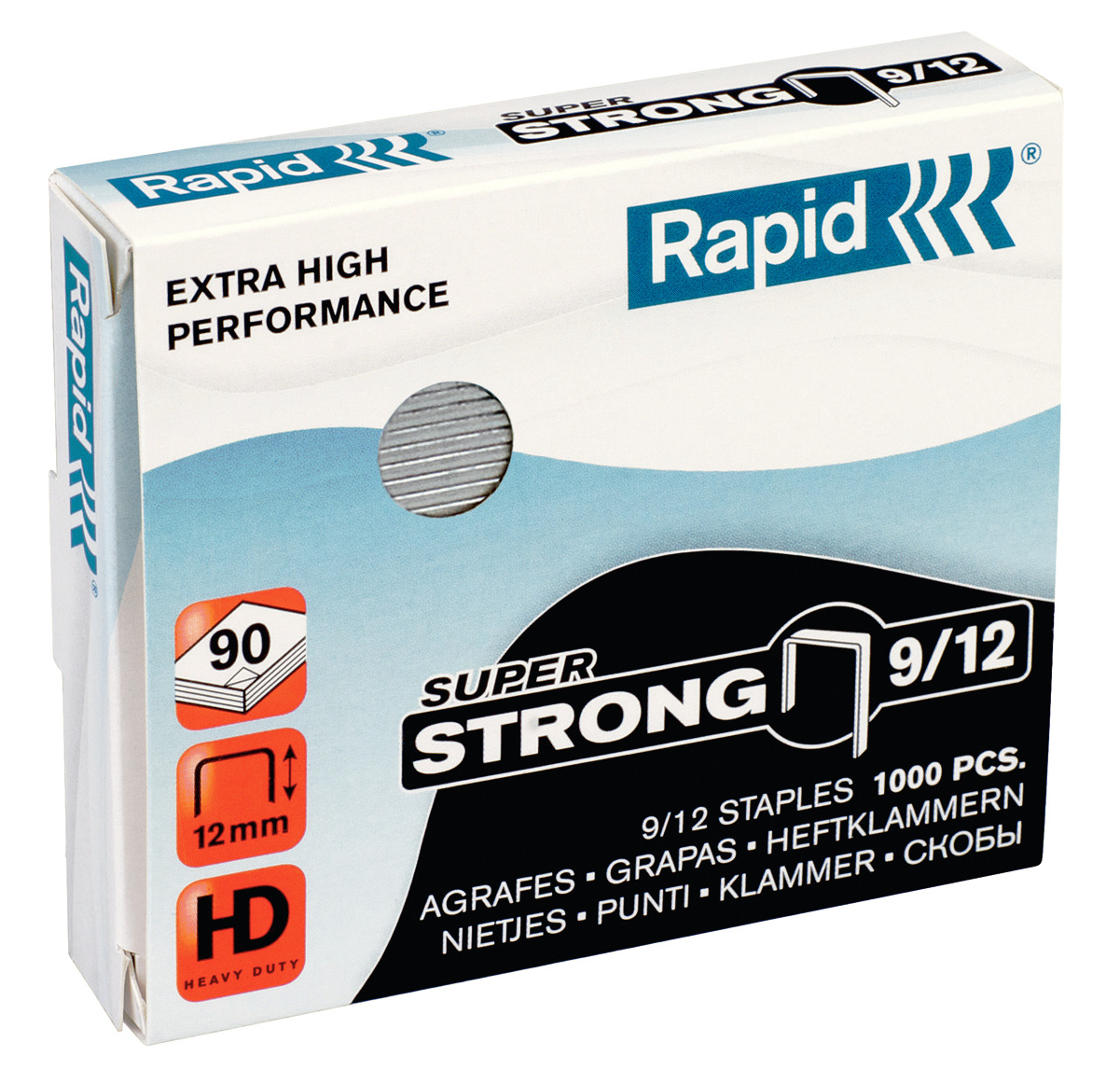 Rapid Heftklammern, SUPER STRONG 9/12 | 1000 Klammern pro Pack, silber