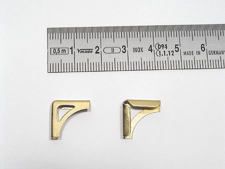 100 Buchecken Metall P 14 F - 14 x 14 mm | vermessingt, gold