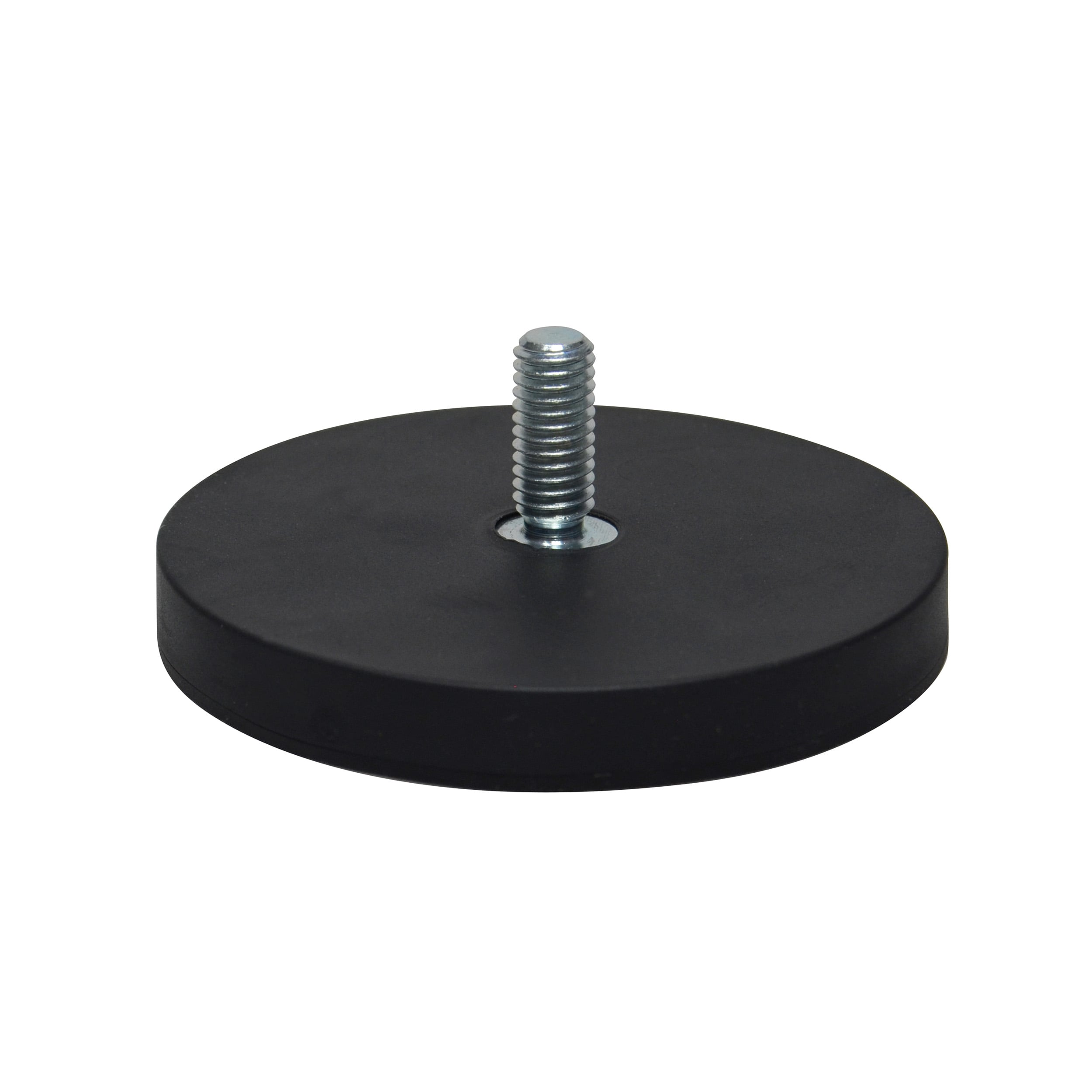 5 Gummierte Magnete mit Gewinde schwarz | 57 mm | M6x15 mm, Neodym|Gummi|Stahl