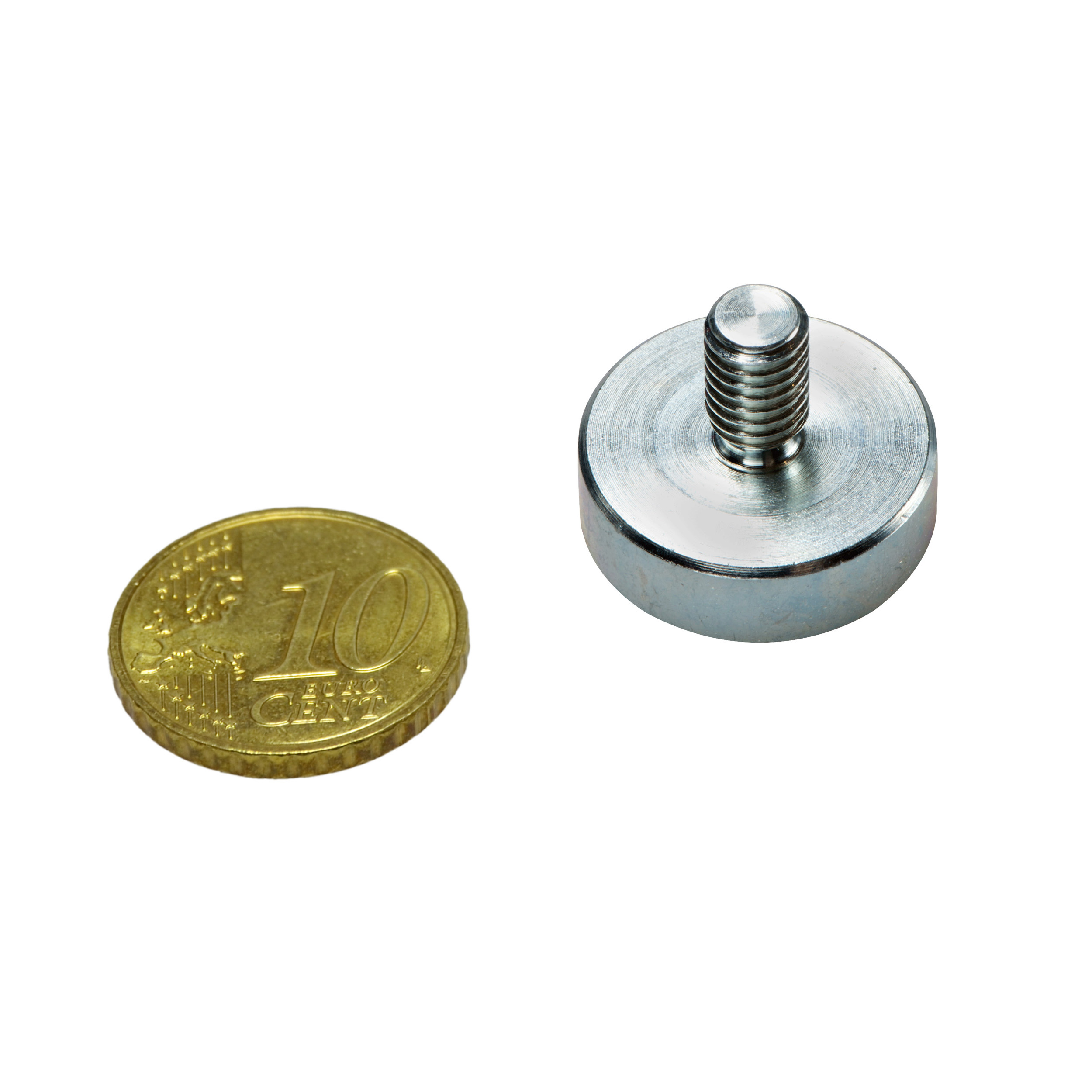 27 Neodym-Topfmagnete mit Gewinde 6 mm | M3x7 mm, Neodym|Stahl, silber