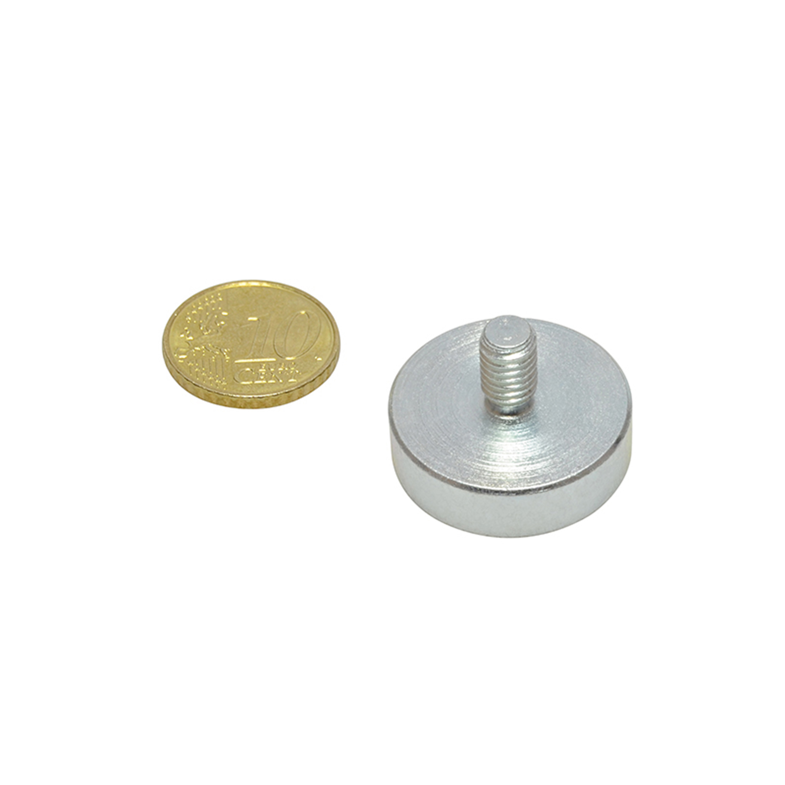 9 Neodym-Topfmagnete mit Gewinde 25 mm | M6x10 mm, Neodym|Stahl, silber
