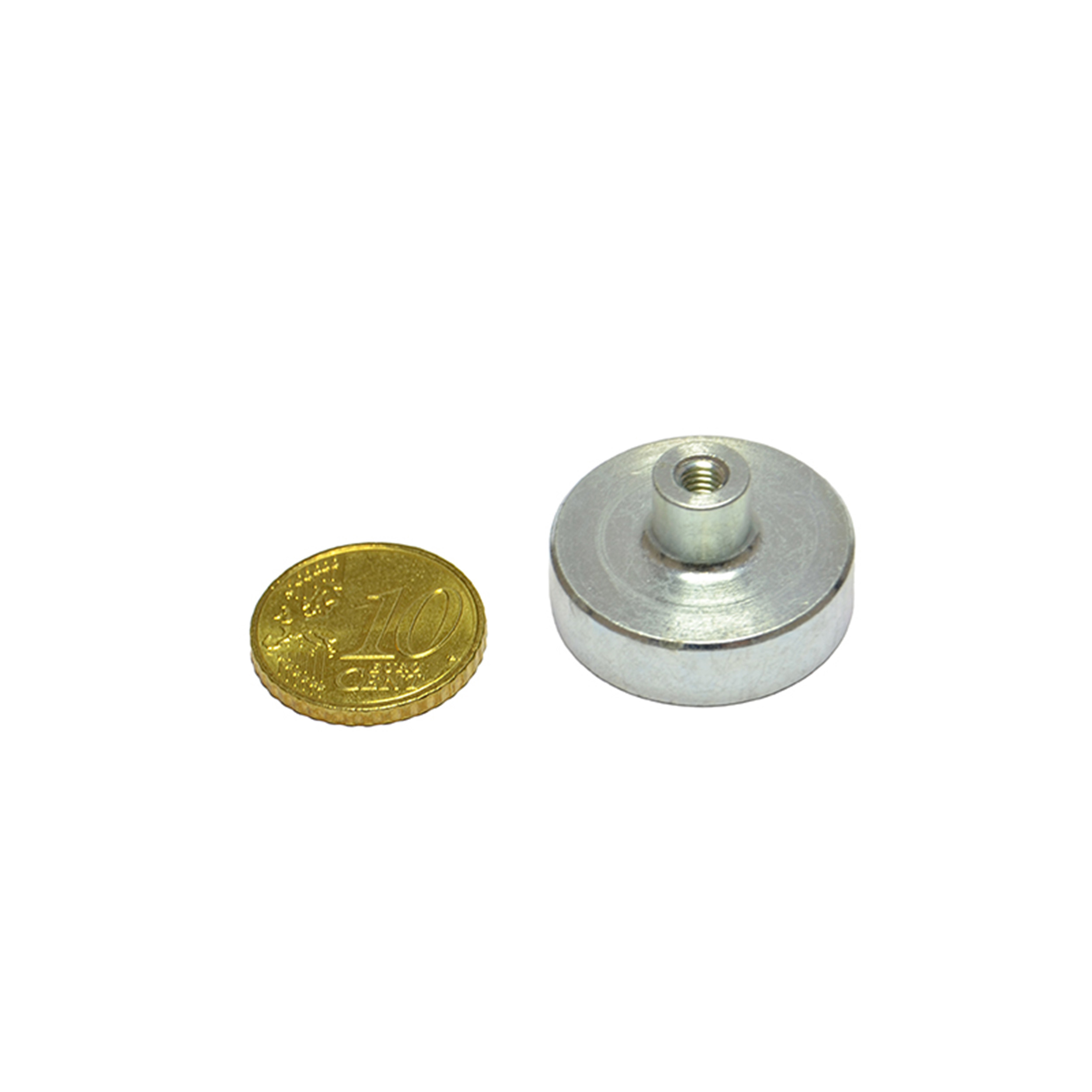6 SmCo-Topfmagnete mit Gewindebuchse 25 mm, SmCo|Stahl, silber
