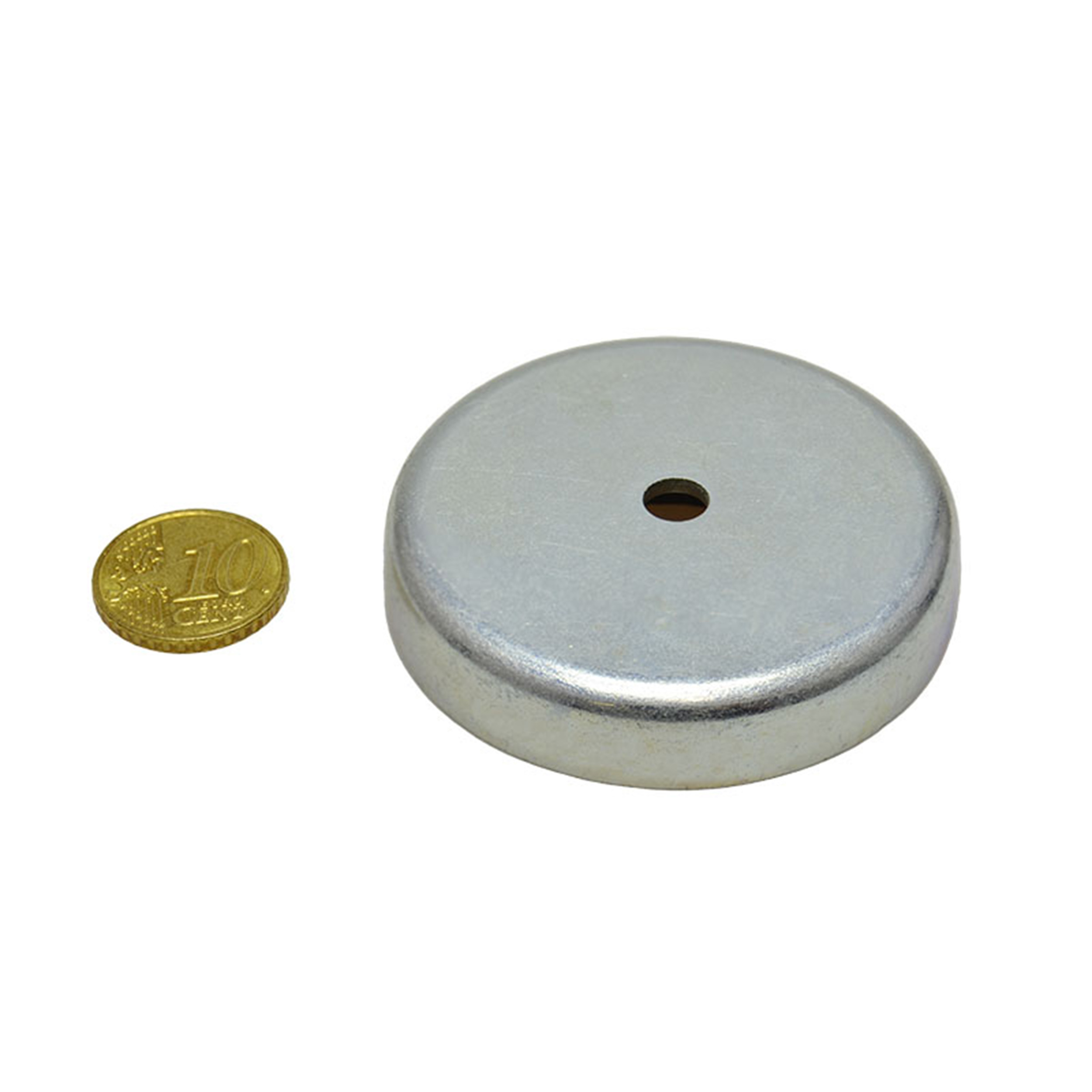 12 Ferrit-Topfmagnete mit Zylinderbohrung 57 mm | Ferrit|Stahl, silber