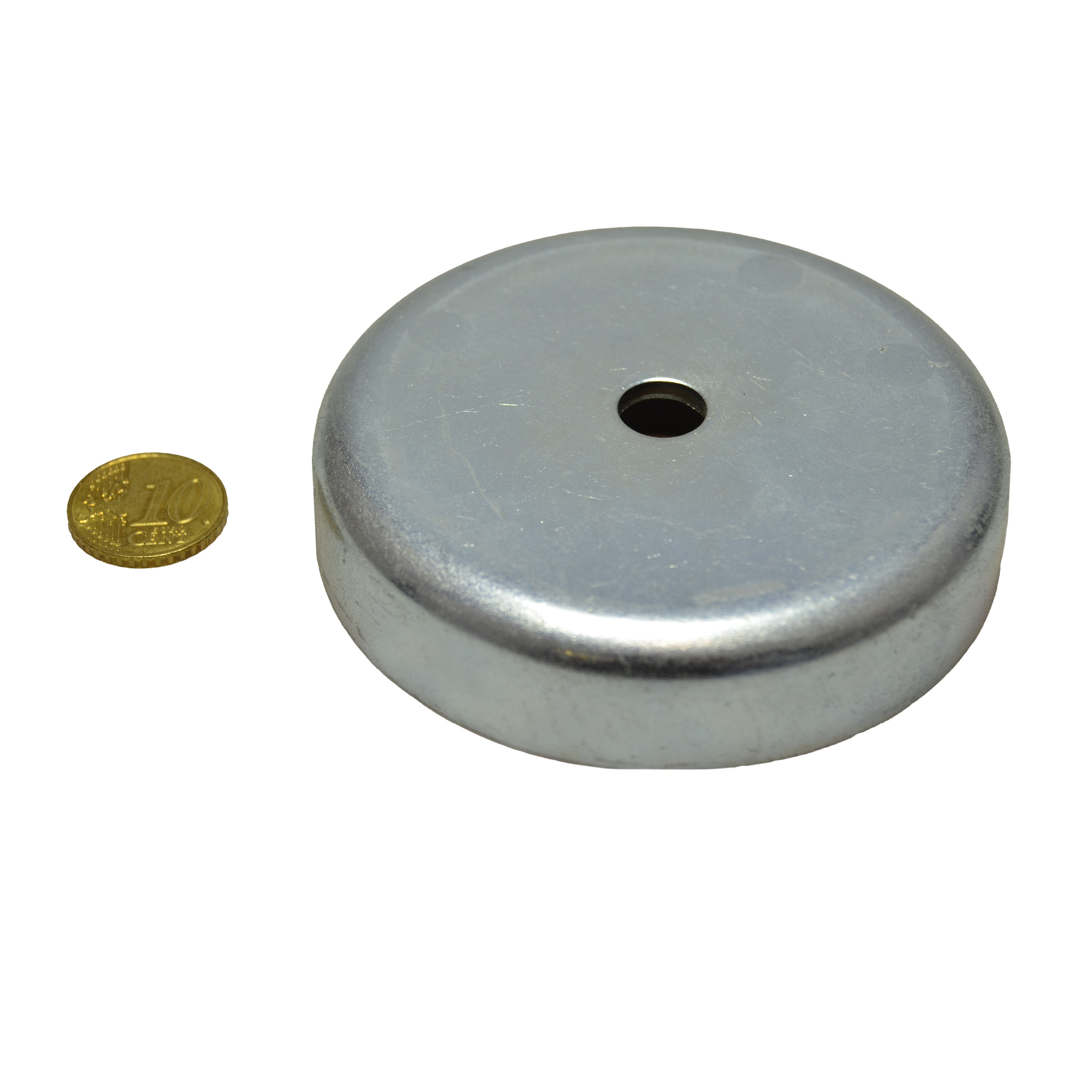 4 Ferrit-Topfmagnete mit Zylinderbohrung 83 mm | Ferrit|Stahl, silber