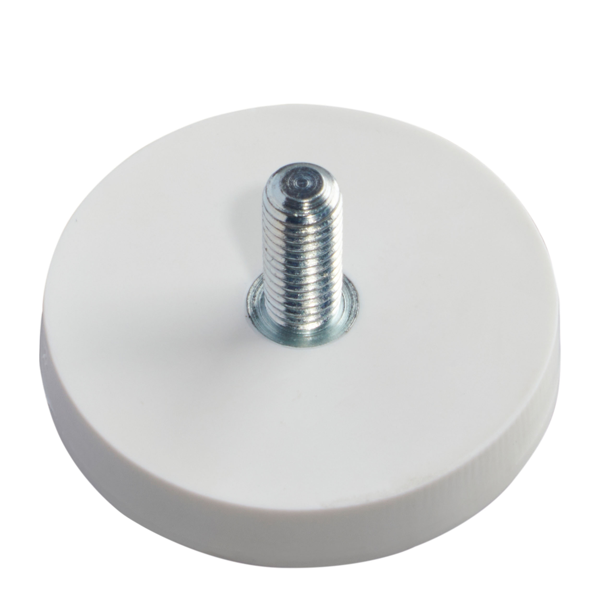 Gummierte Magnete mit Gewinde weiß | 31 mm | M5x12 mm, Neodym|Gummi|Stahl