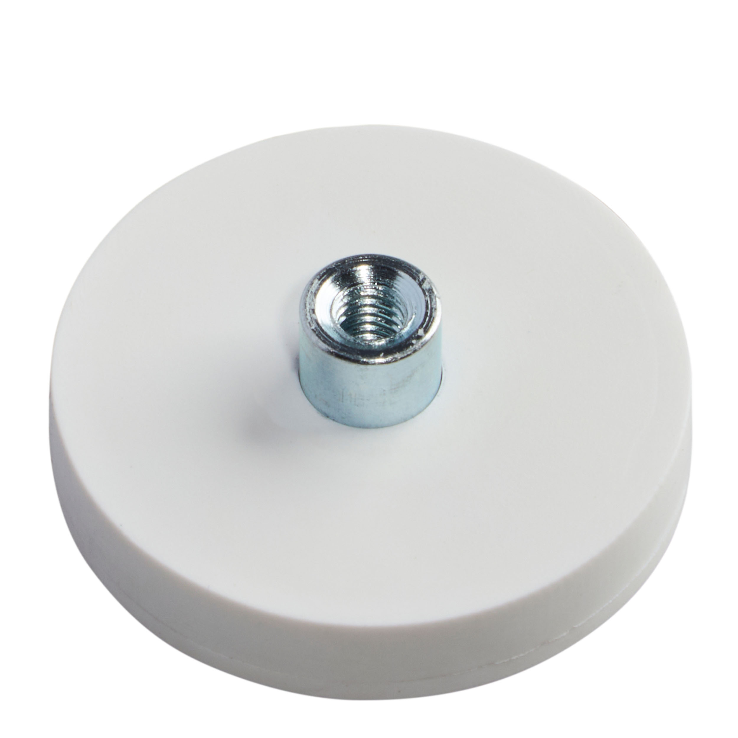 Gummierte Magnete mit Gewindebuchse weiß | 31 mm | M4, Neodym|Gummi|Stahl