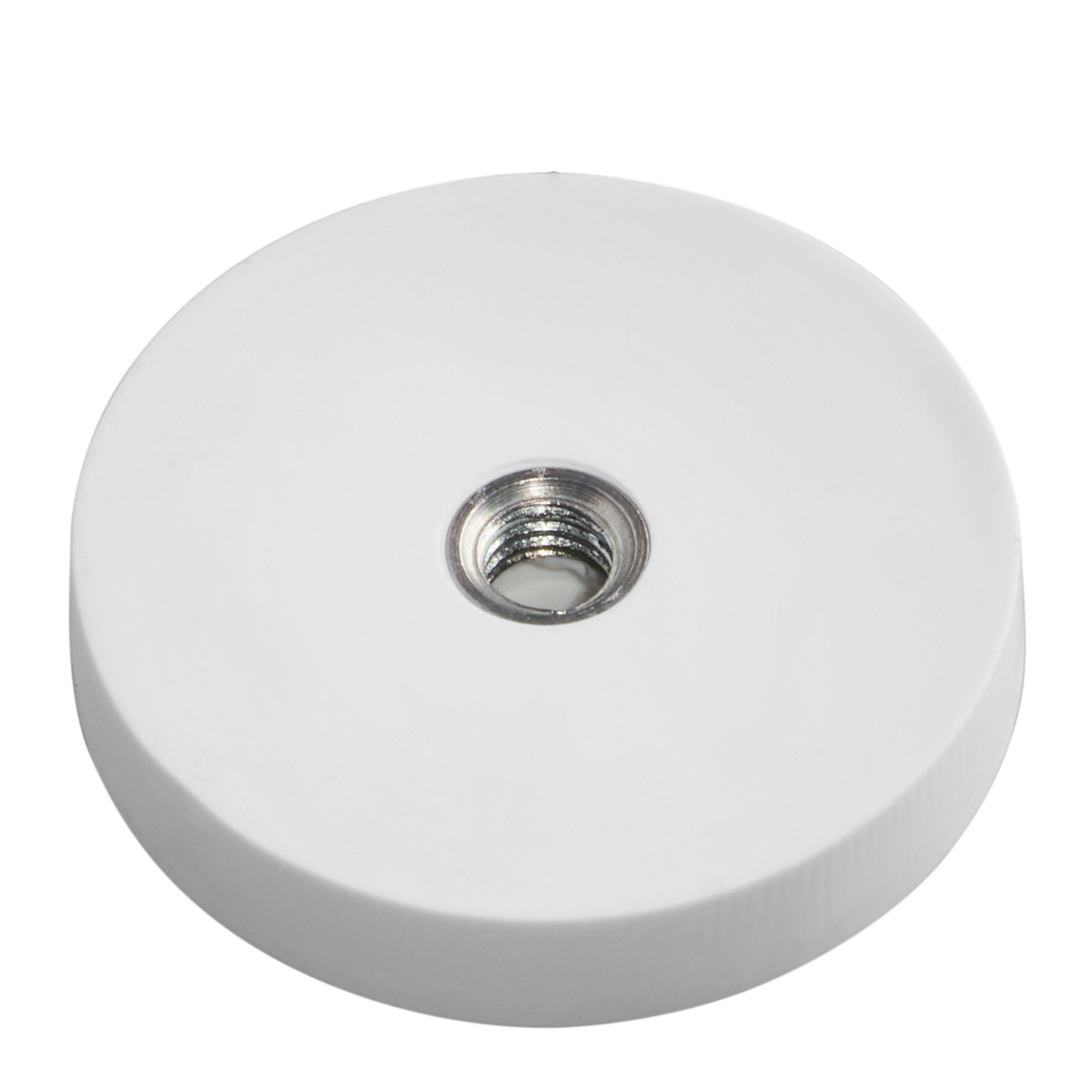 Gummierte Magnete mit Innengewinde weiß | 31 mm, Neodym|Gummi|Stahl