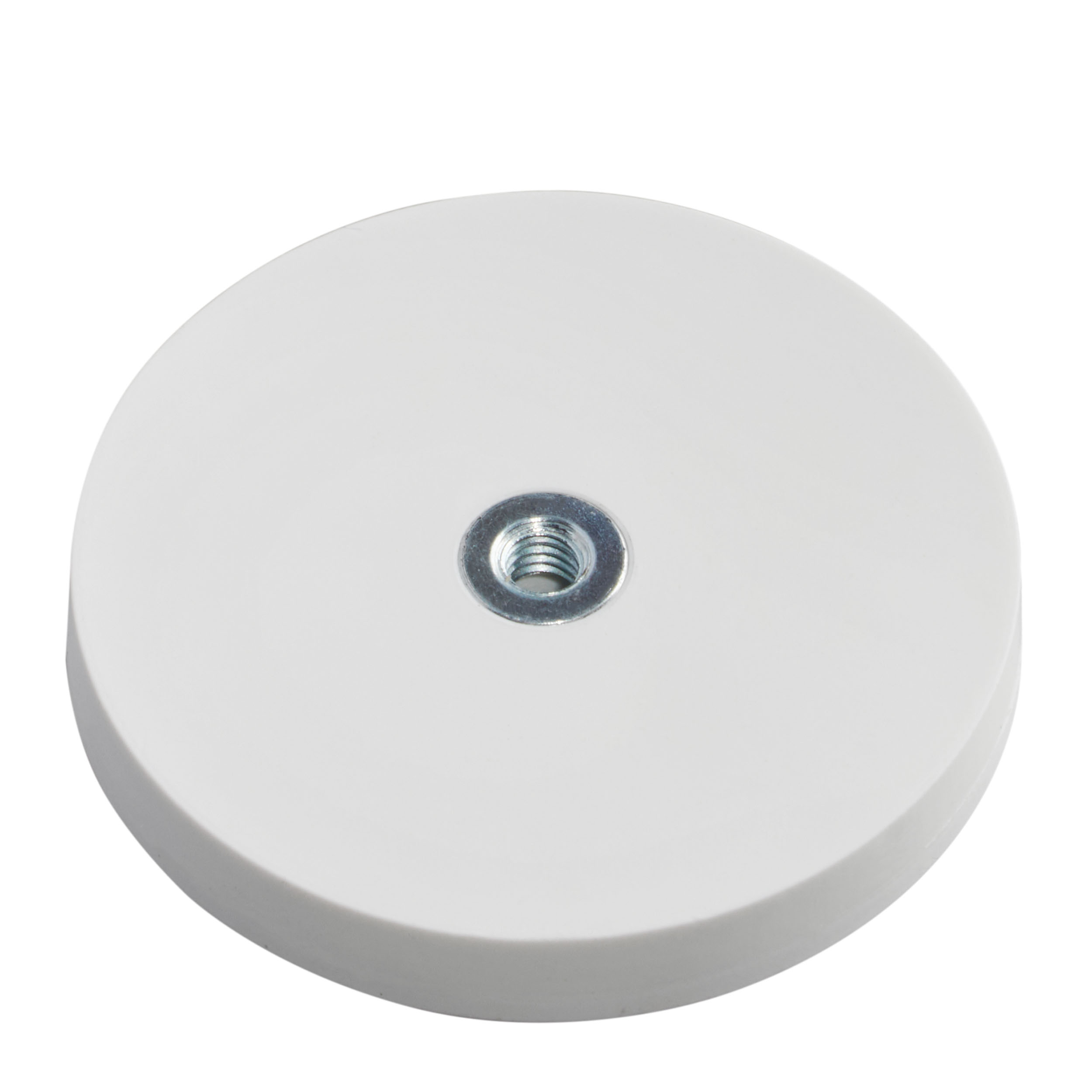 Gummierte Magnete mit Innengewinde weiß | 43 mm, Neodym|Gummi|Stahl