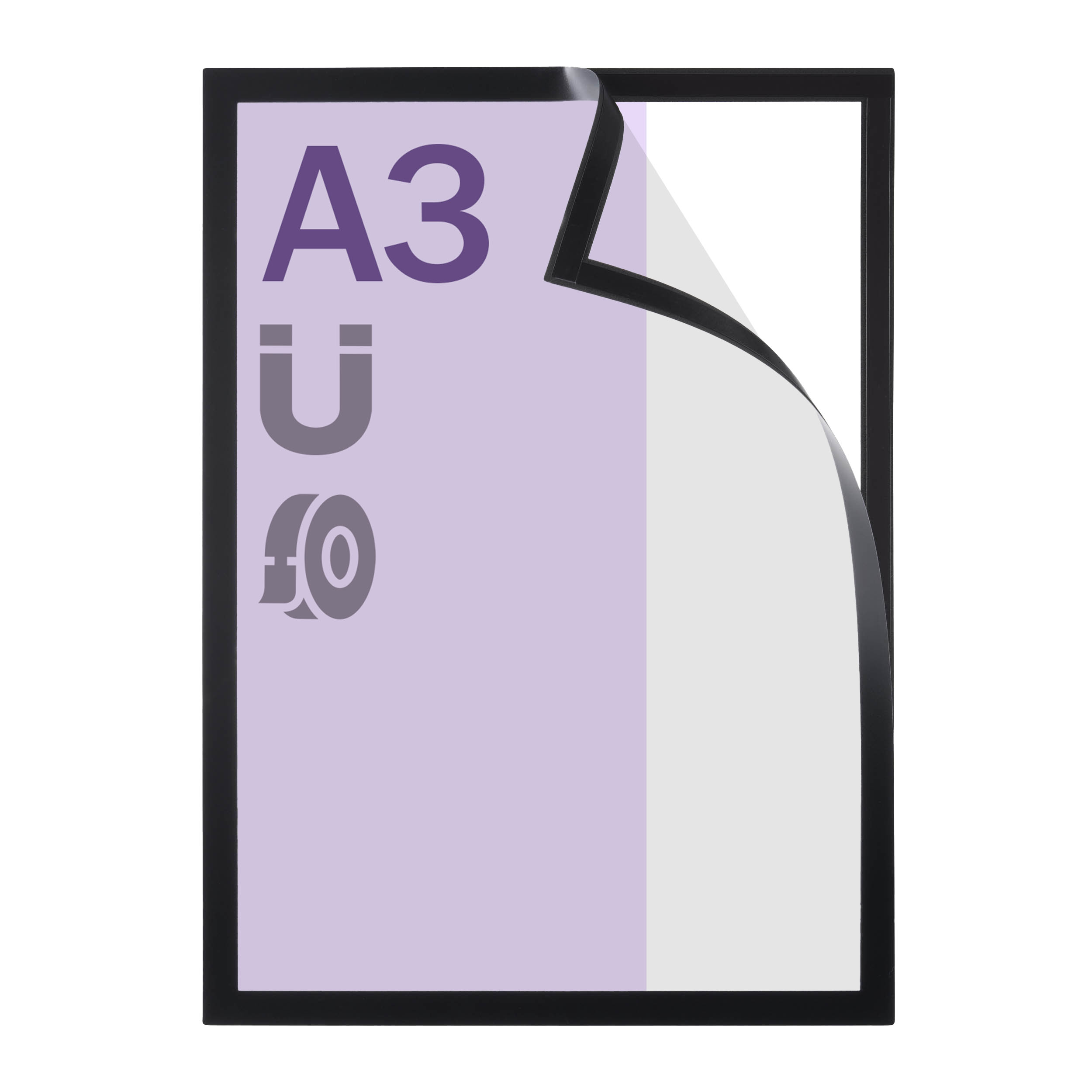 Magnetrahmen A3, selbstklebend schwarz | randklebend (), Hart-PVC