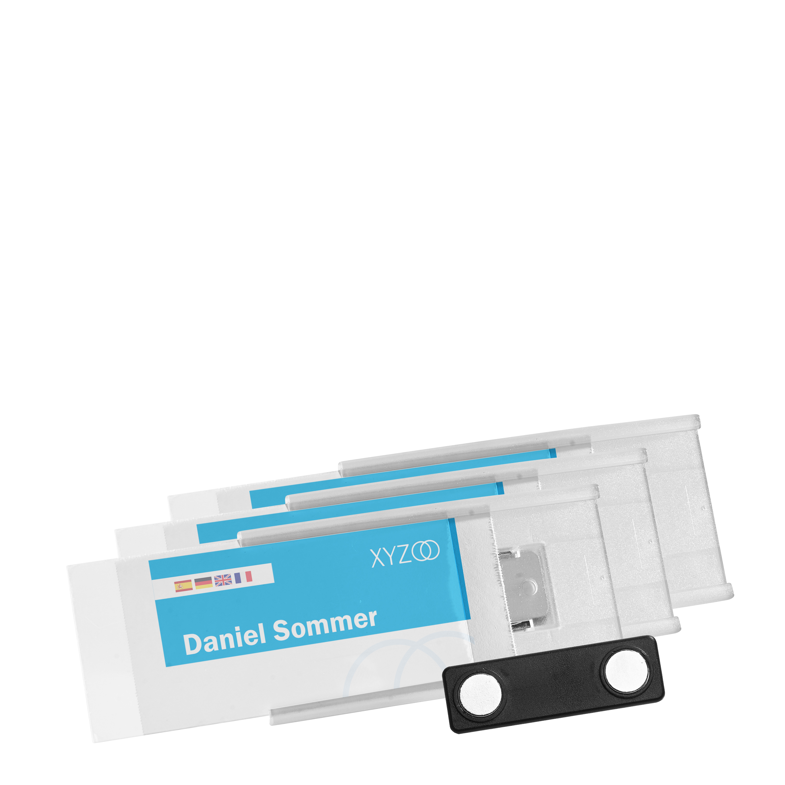 10 Namensschilder MEET, magnetisch transparent, Kunststoff