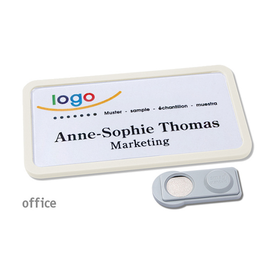 10 Namensschilder OFFICE, magnetisch 75 x 37 mm | weiß | smag Magnet, Kunststoff