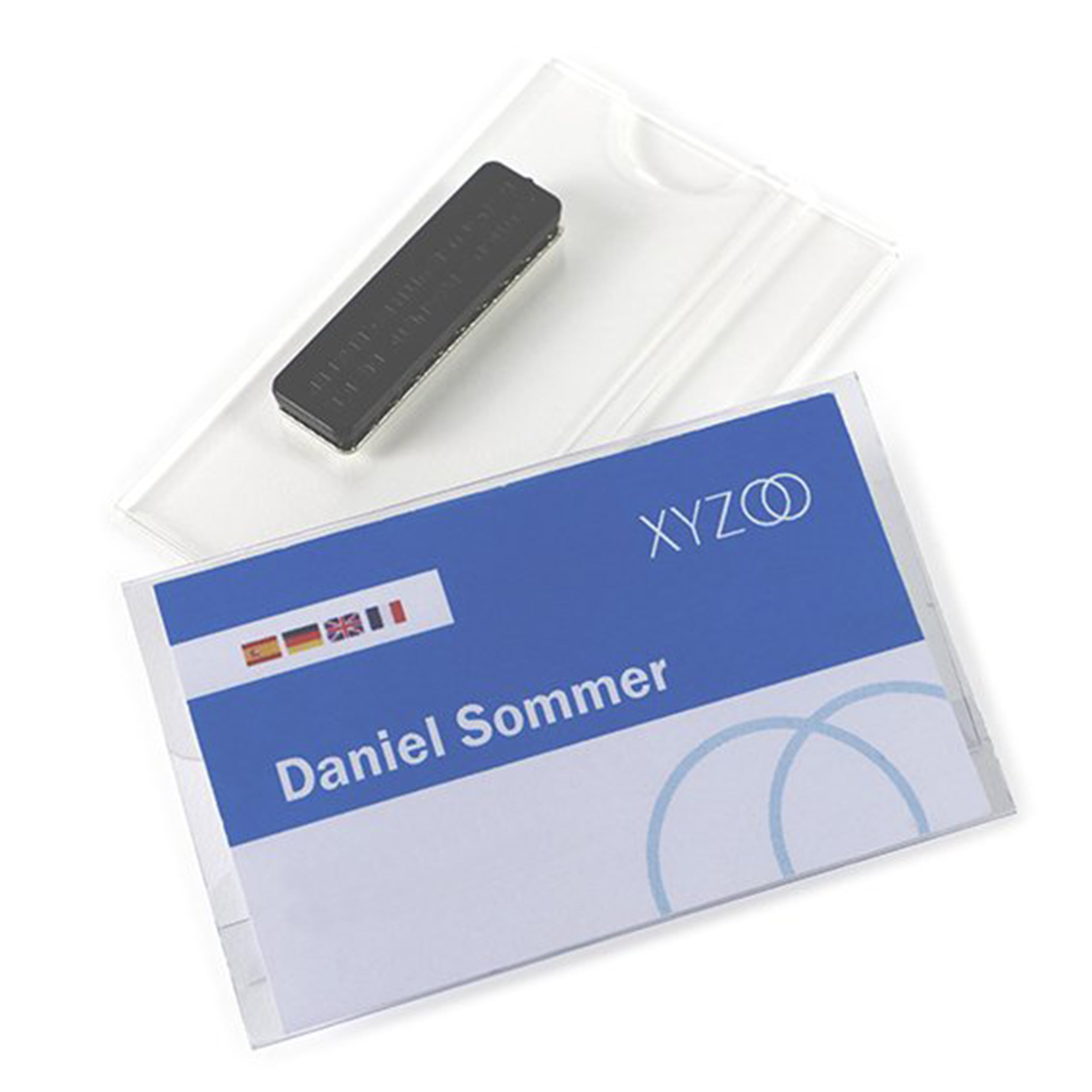 10 Namensschilder URBAN, magnetisch 90 x 55 mm, Hart-PVC, transparent