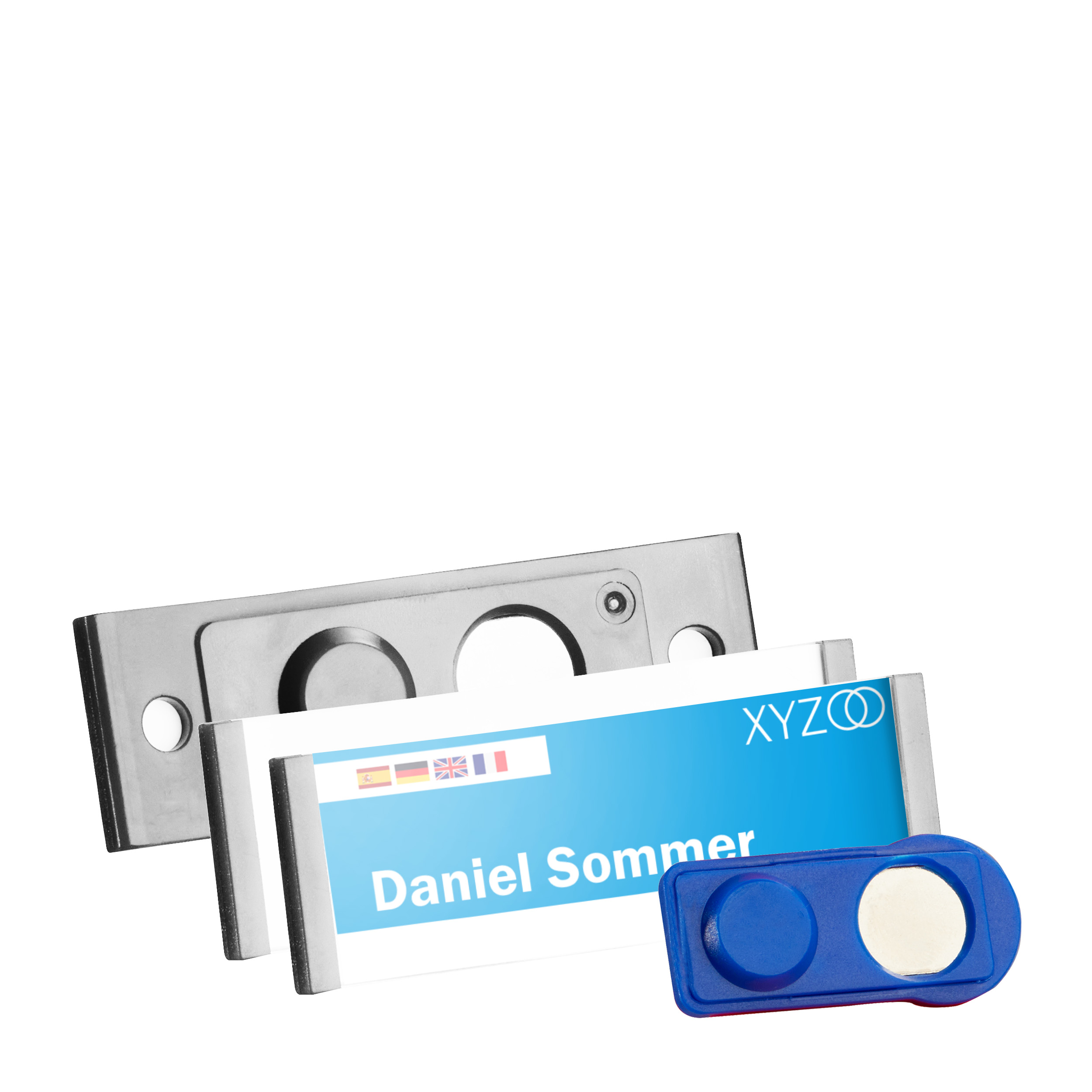 10 Namensschilder FORUM, magnetisch 63 x 22 mm | silber, Kunststoff